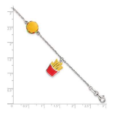 Sterling Silver Kids' Burger Fries Bracelet – view 6