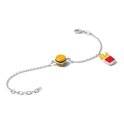 Sterling Silver Kids' Burger Fries Bracelet – view 7