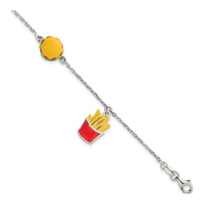 Sterling Silver Kids' Burger Fries Bracelet