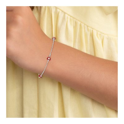 Sterling Silver Kids' Red Enamel Heart Bracelet – view 6