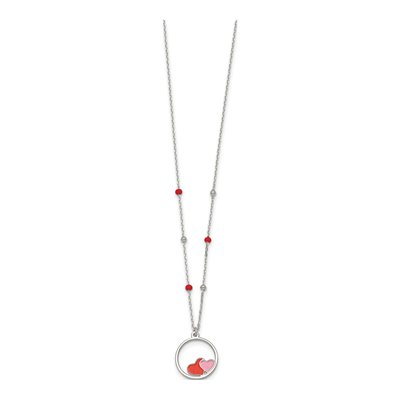 Sterling Silver Girls' Enamel Heart Pendant Necklace – view 3
