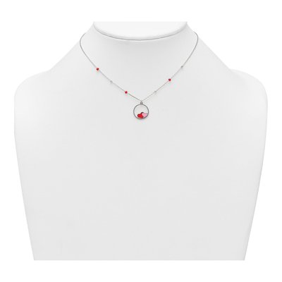 Sterling Silver Girls' Enamel Heart Pendant Necklace – view 4