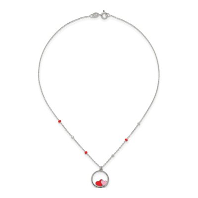 Sterling Silver Girls' Enamel Heart Pendant Necklace – view 5