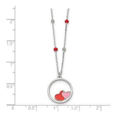 Sterling Silver Girls' Enamel Heart Pendant Necklace – view 6