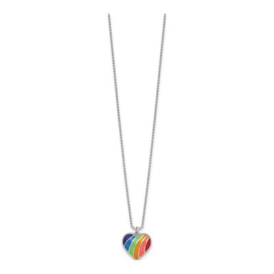 Sterling Silver Girls' Rainbow Enamel Heart Pendant Necklace – view 3