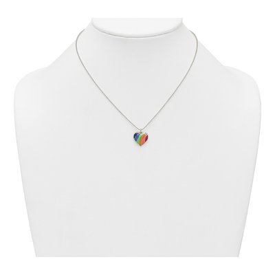 Sterling Silver Girls' Rainbow Enamel Heart Pendant Necklace – view 4