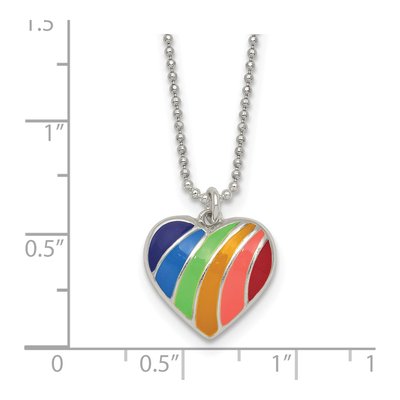 Sterling Silver Girls' Rainbow Enamel Heart Pendant Necklace – view 6