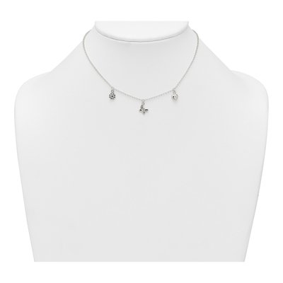 Sterling Silver CZ Girls' Heart Flower Butterfly Pendant Necklace – view 4