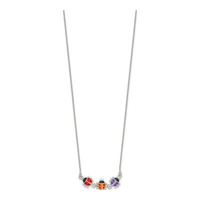 Sterling Silver Girls' Ladybug CZ Pendant Necklace – view 3