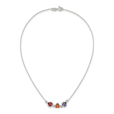 Sterling Silver Girls' Ladybug CZ Pendant Necklace – view 5