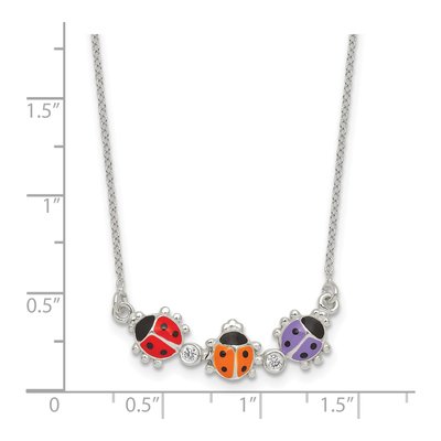 Sterling Silver Girls' Ladybug CZ Pendant Necklace – view 6