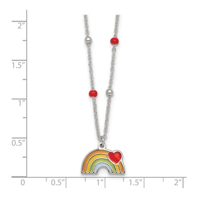 Sterling Silver Girl's Enamel Heart Rainbow Pendant Necklace – view 6
