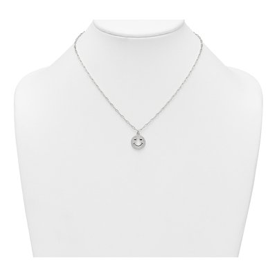Sterling Silver CZ Girls' Smiley Face Pendant Necklace – view 4