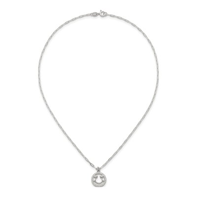 Sterling Silver CZ Girls' Smiley Face Pendant Necklace – view 5