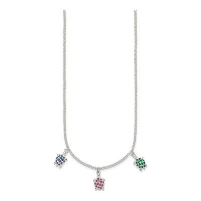 Sterling Silver Crystal Girls' Turtle Pendant Necklace – view 3