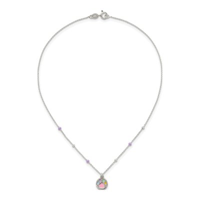 Sterling Silver Girls' Enamel Heart Pawprint Pendant Necklace – view 5