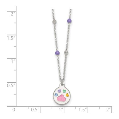 Sterling Silver Girls' Enamel Heart Pawprint Pendant Necklace – view 6