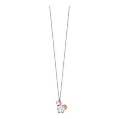 Sterling Silver Girls' Enamel Unicorn Pendant Necklace – view 3