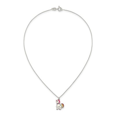 Sterling Silver Girls' Enamel Unicorn Pendant Necklace – view 5
