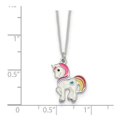 Sterling Silver Girls' Enamel Unicorn Pendant Necklace – view 6