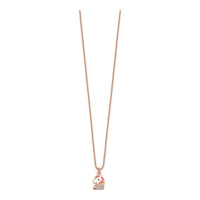 Rose Gold-Plated Sterling Silver Girls' Enamel Unicorn Necklace – view 3