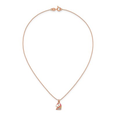Rose Gold-Plated Sterling Silver Girls' Enamel Unicorn Necklace – view 5