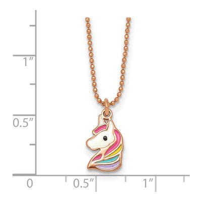 Rose Gold-Plated Sterling Silver Girls' Enamel Unicorn Necklace – view 6