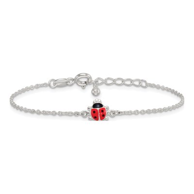 Sterling Silver Girls' Enamel Ladybug Bracelet – view 4