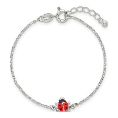 Sterling Silver Girls' Enamel Ladybug Bracelet – view 5