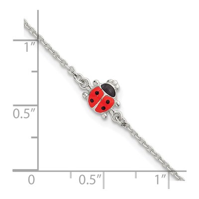 Sterling Silver Girls' Enamel Ladybug Bracelet – view 6