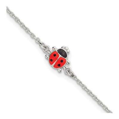 Sterling Silver Girls' Enamel Ladybug Bracelet