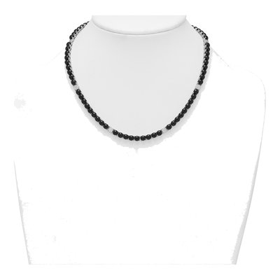 Sterling Silver Onyx & CZ Pave Necklace – view 4