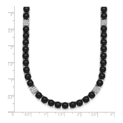 Sterling Silver Onyx & CZ Pave Necklace – view 6