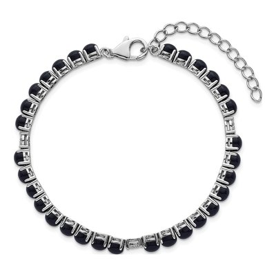 Sterling Silver Onyx & CZ Pave Tennis Bracelet – view 5