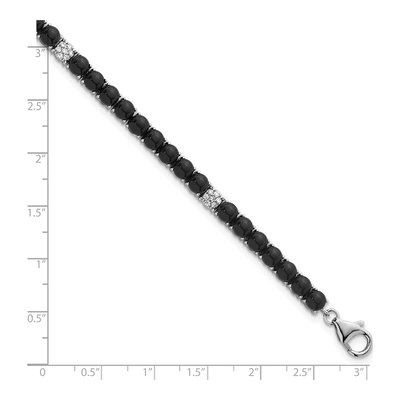 Sterling Silver Onyx & CZ Pave Tennis Bracelet – view 6