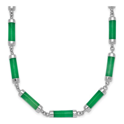 Sterling Silver Jade Bar Necklace