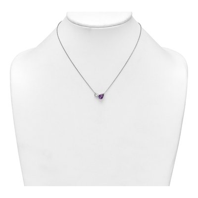 Sterling Silver Amethyst & White Topaz Pear Emerald-Cut Necklace – view 4