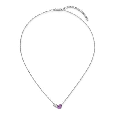 Sterling Silver Amethyst & White Topaz Pear Emerald-Cut Necklace – view 5