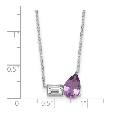 Sterling Silver Amethyst & White Topaz Pear Emerald-Cut Necklace – view 6