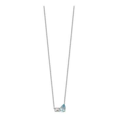 Sterling Silver Swiss Blue Topaz & White Topaz Necklace – view 3