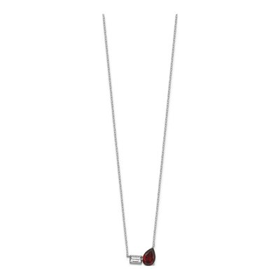 Sterling Silver Garnet & White Topaz Pear Emerald-Cut Necklace – view 3