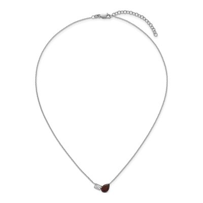 Sterling Silver Garnet & White Topaz Pear Emerald-Cut Necklace – view 5
