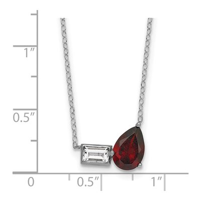 Sterling Silver Garnet & White Topaz Pear Emerald-Cut Necklace – view 6