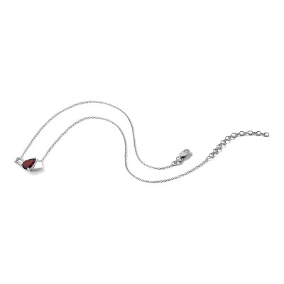 Sterling Silver Garnet & White Topaz Pear Emerald-Cut Necklace – view 7