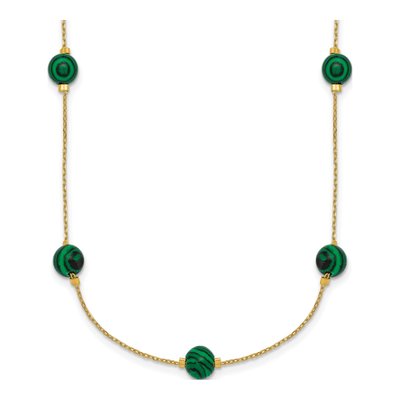Gold-Plated Sterling Silver Malachite Necklace