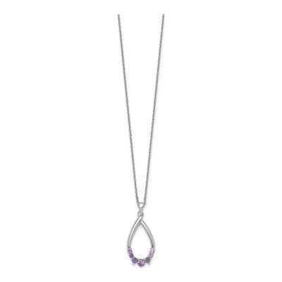 Sterling Silver Amethyst Teardrop Necklace – view 3