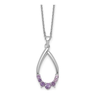 Sterling Silver Amethyst Teardrop Necklace
