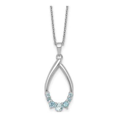 Sterling Silver Swiss Blue Topaz Teardrop Necklace