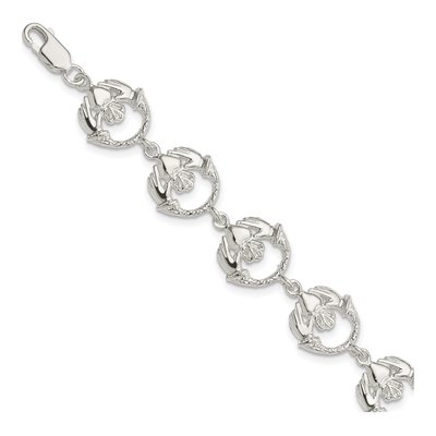 Sterling Silver Claddagh Link Bracelet