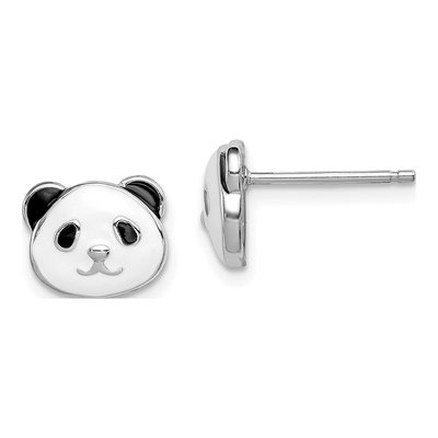 Sterling Silver Girls' Enamel Panda Stud Earrings